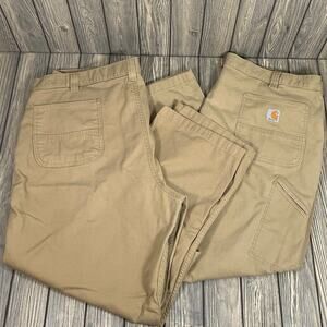 Carhartt Rugged Flex Rigby Dungaree‎ Pants Relaxed 44x30 Khaki Workwear 2 Pair